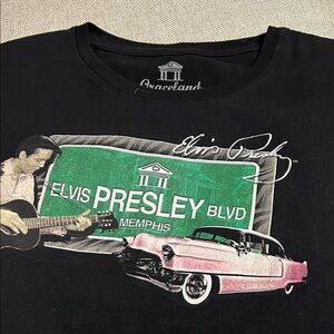 Graceland Black Elvis Presley Graphic Tee